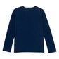 Back View Of Gottex Kids Solid Long Sleeve Zip Up Rash Guard Tankini Top | GOTTEX KIDS NAVY
