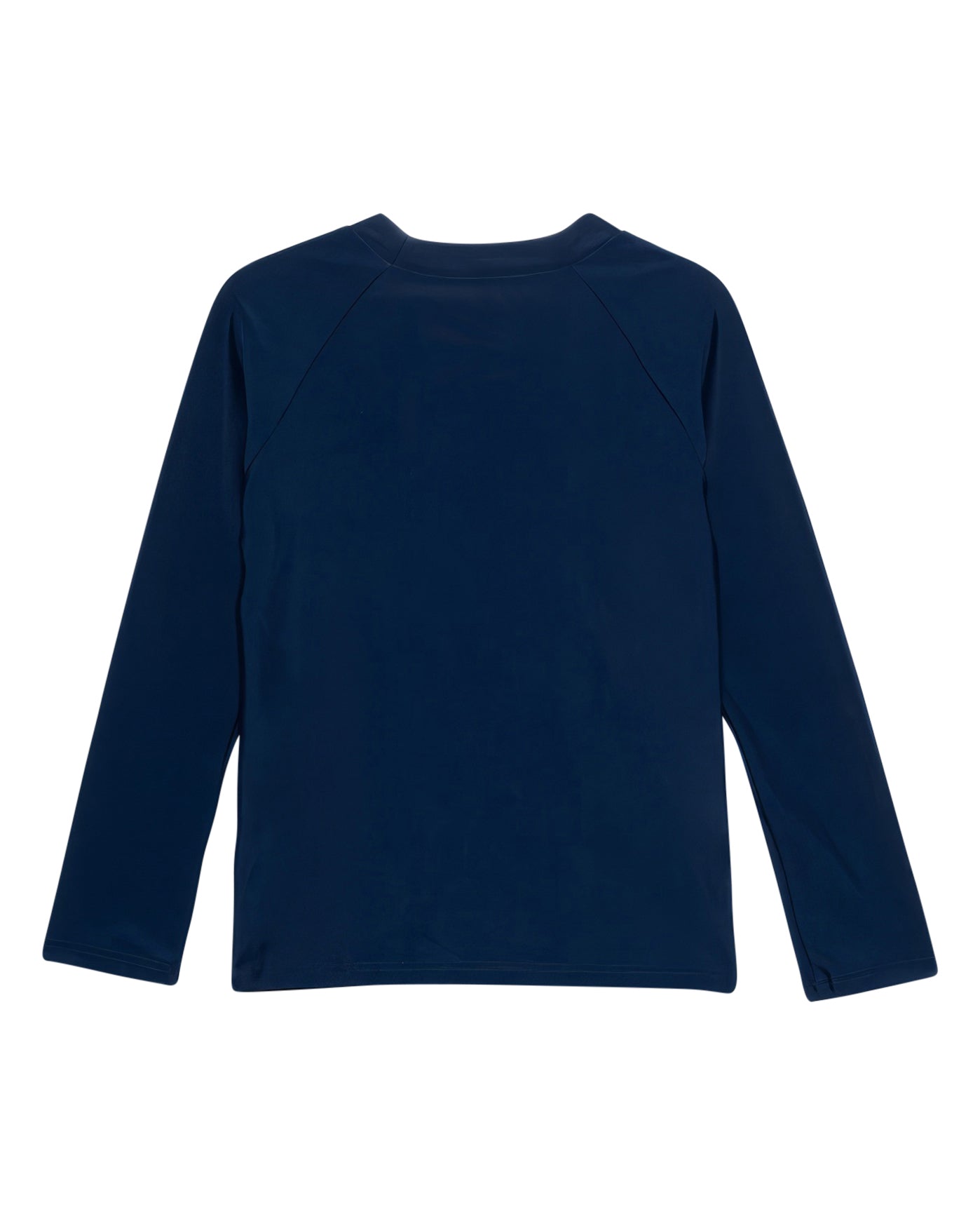 Back View Of Gottex Kids Solid Long Sleeve Zip Up Rash Guard Tankini Top | GOTTEX KIDS NAVY
