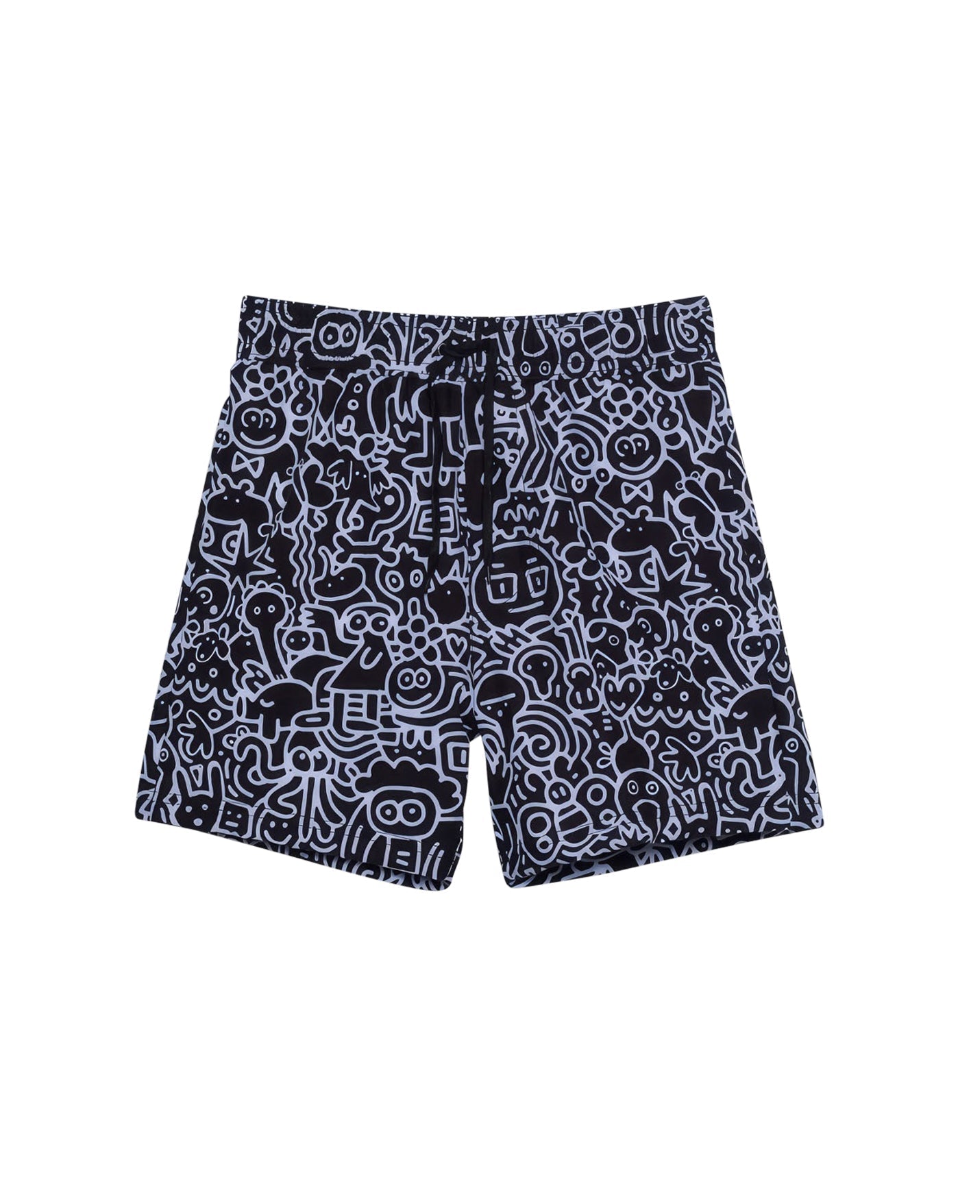 Front View Of Gottex Kids Graphic Swim Trunks | GOTTEX KIDS GRAPHIC BLACK AND WHITE
