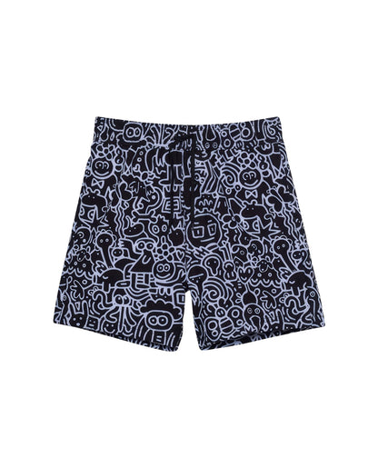 Front View Of Gottex Kids Graphic Swim Trunks | GOTTEX KIDS GRAPHIC BLACK AND WHITE