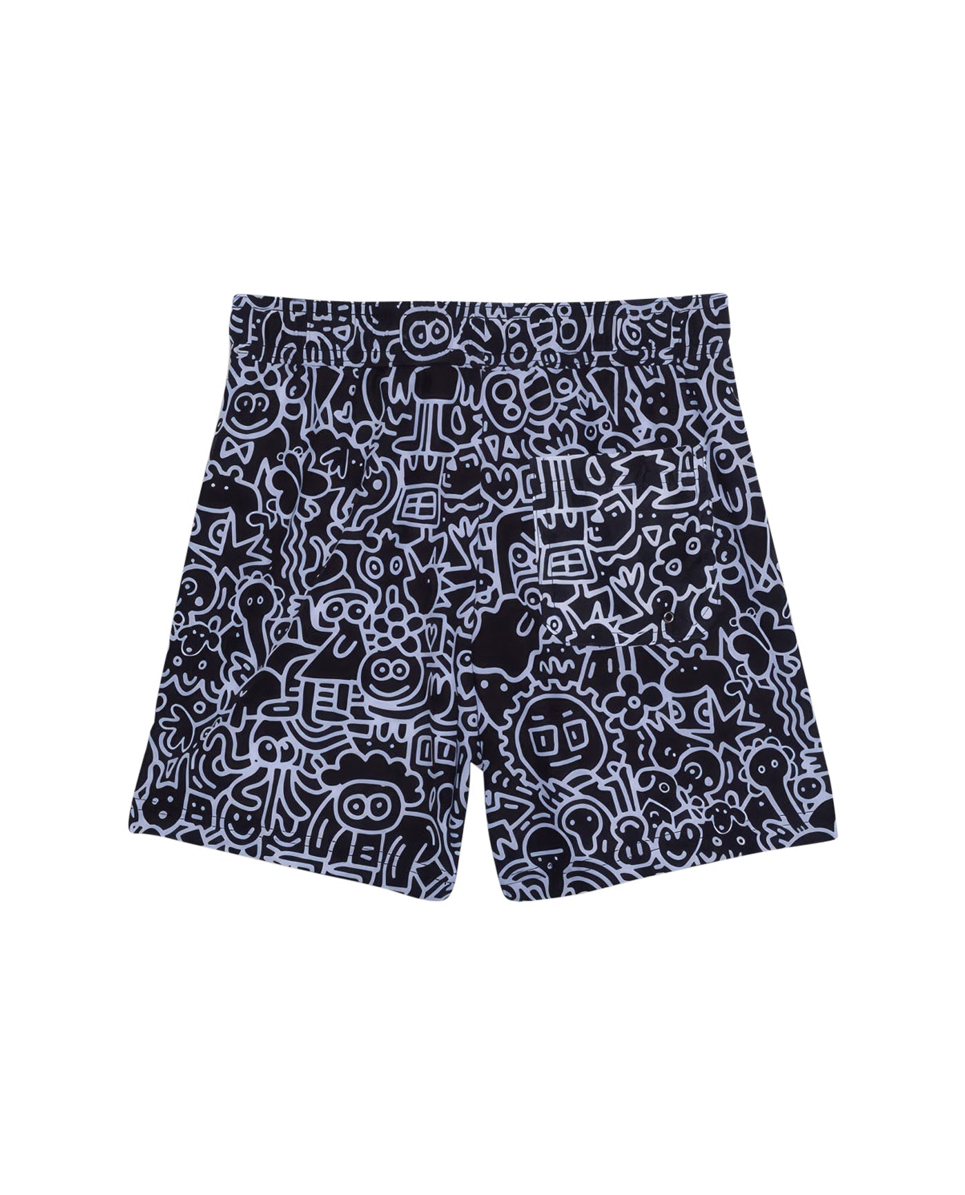 Back View Of Gottex Kids Graphic Swim Trunks | GOTTEX KIDS GRAPHIC BLACK AND WHITE