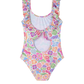Back View Of Under the Sea Square Neck Ruffle One Piece | sea-multi