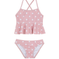 Front View Of Dot Dot Dot  Scoop Neck Ruffle Swim Set | pink
