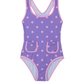 Front View Of Dot Dot Dot  Racerback One Piece  | purple
