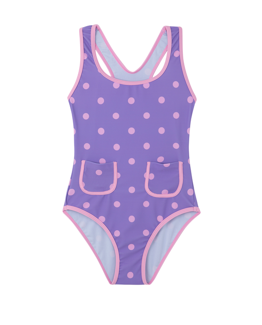 Dot Dot Dot Racerback One Piece | PURPLE