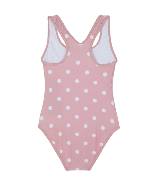Back View Of Dot Dot Dot  Racerback One Piece  | pink
