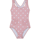 Front View Of Dot Dot Dot  Racerback One Piece  | pink
