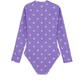 Back View Of Dot Dot Dot Long Sleeve Zip Front One Piece | purple
