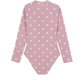 Back View Of Dot Dot Dot Long Sleeve Zip Front One Piece | pink
