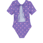 Back View Of Dot Dot Dot  Short Sleeve Open Tie Back One Piece | purple