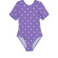 Front View Of Dot Dot Dot  Short Sleeve Open Tie Back One Piece | purple
