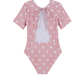 Back View Of Dot Dot Dot  Short Sleeve Open Tie Back One Piece | pink