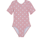 Front View Of Dot Dot Dot  Short Sleeve Open Tie Back One Piece | pink
