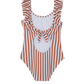 Back View Of Sweet Stripe Square Neck Ruffle One Piece | white-terraco