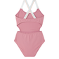 Back View Of Rainbow Star Cut Out Cross Strap One Piece  | rainbow-pink