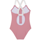 Back View Of Rainbow Star Zip Front One Piece | rainbow-pink
