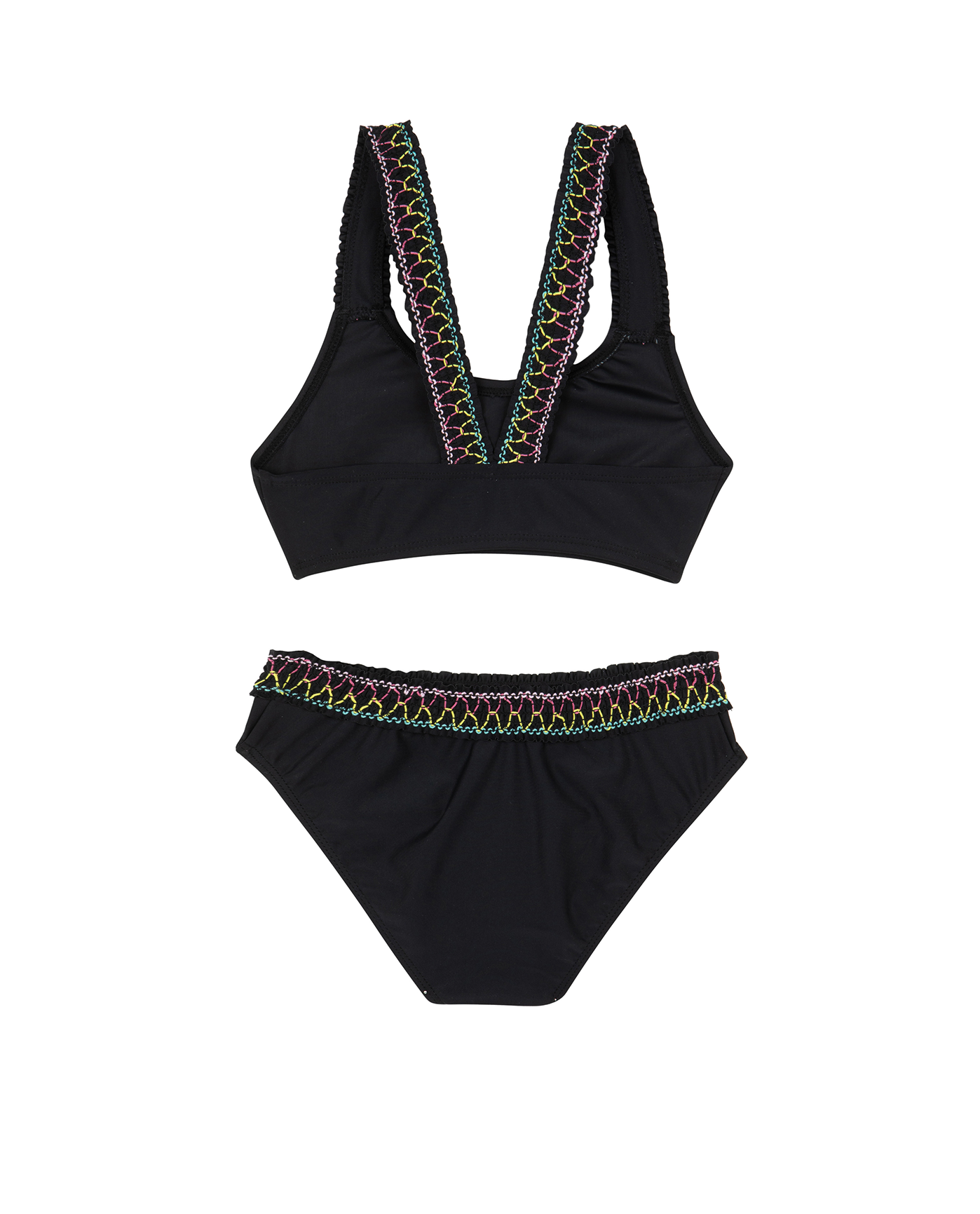 Ruffle Love Cross Strap Swim Set - Black