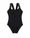 Ruffle Love  Scoop Neck One Piece - Black