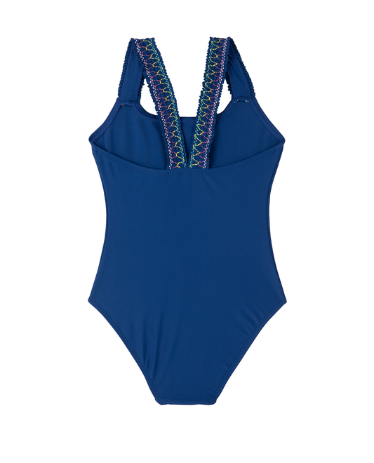 Ruffle Love Scoop Neck One Piece | RUFFLE NAVY