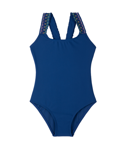 Ruffle Love Scoop Neck One Piece | RUFFLE NAVY
