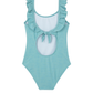 Back View Of Palm Party Textured Square Neck Ruffle One Piece | palm-party-green