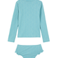 Back View Of Palm Party Textured Long Sleeve Rash Guard Set | palm-party-green
