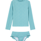 Front View Of Palm Party Textured Long Sleeve Rash Guard Set | palm-party-green
