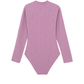 Back View Of Palm Party Textured Long Sleeve Zip Front One Piece | palm-party-pink