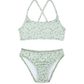 Front View Of Ditsy Dream Textured Criss Cross Strap Swim Set | green
