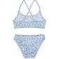 Back View Of Ditsy Dream Textured Criss Cross Strap Swim Set | light-blue