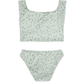 Back View Of Ditsy Dream Off Shoulder Cap Sleeve Swim Set | green
