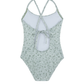 Back View Of Ditsy Dream Textured Criss Cross Tie Back One Piece | green
