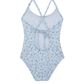 Back View Of Ditsy Dream Textured Criss Cross Tie Back One Piece | light-blue
