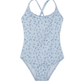 Front View Of Ditsy Dream Textured Criss Cross Tie Back One Piece | light-blue
