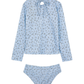 Back View Of Ditsy Dream Textured Long Sleeve Rash Guard Set | light-blue

