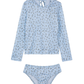 Front View Of Ditsy Dream Textured Long Sleeve Rash Guard Set | light-blue
