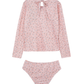 Back View Of Ditsy Dream Textured Long Sleeve Rash Guard Set | orange
