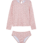 Front View Of Ditsy Dream Textured Long Sleeve Rash Guard Set | orange
