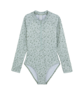 Ditsy Dream Textured Long Sleeve Zip Front One Piece