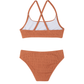 Back View Of Beach Day Textured Criss Cross Strap Swim Set | terracotta