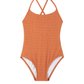 Beach Day Textured Criss Cross Tie Back One Piece