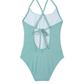 Back View Of Sparkles Criss Cross Tie Back One Piece | turquoise
