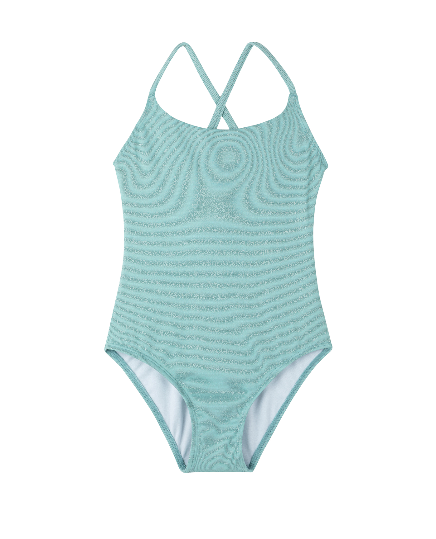 Front View Of Sparkles Criss Cross Tie Back One Piece | turquoise