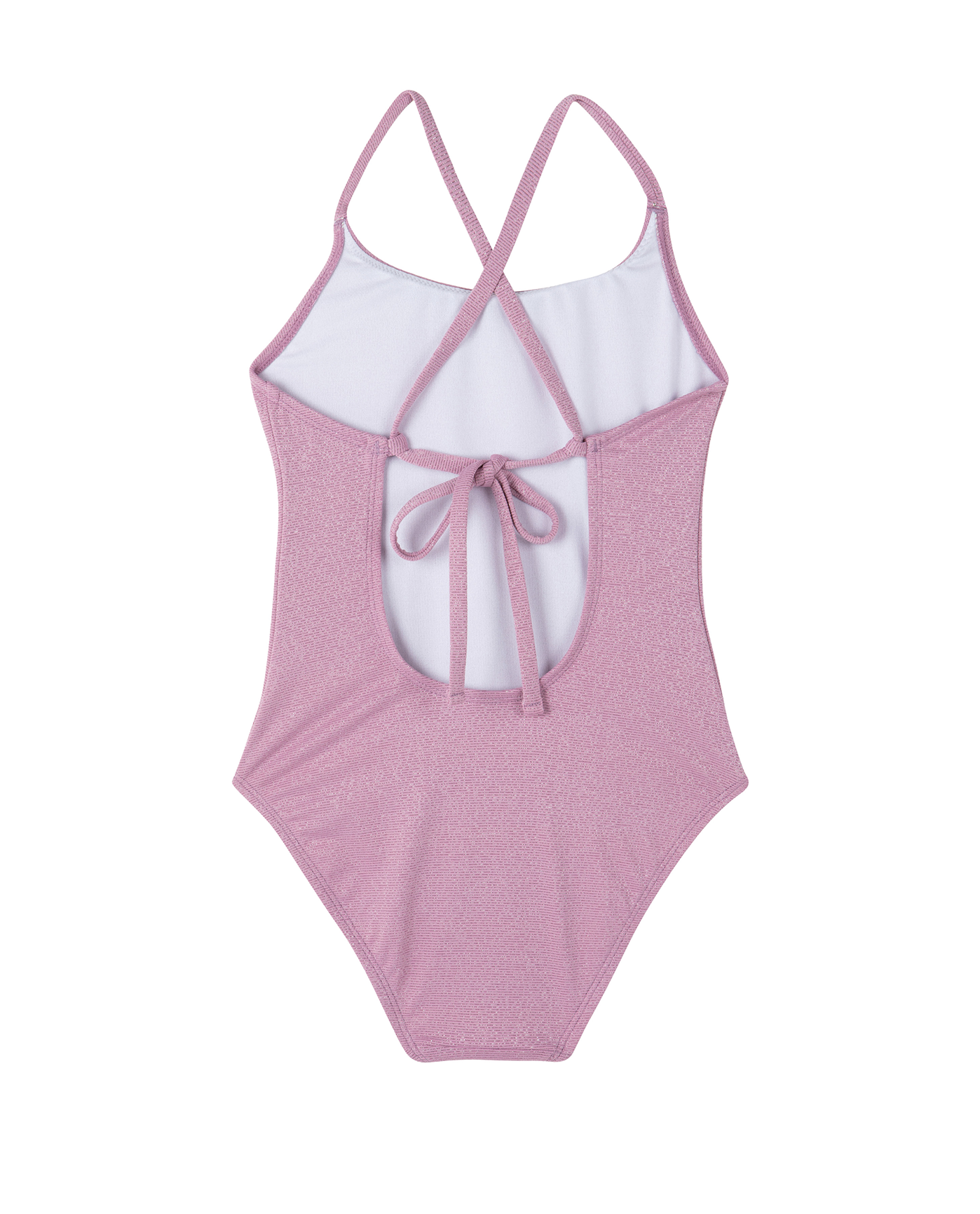 Back View Of Sparkles Criss Cross Tie Back One Piece | dusty-purple