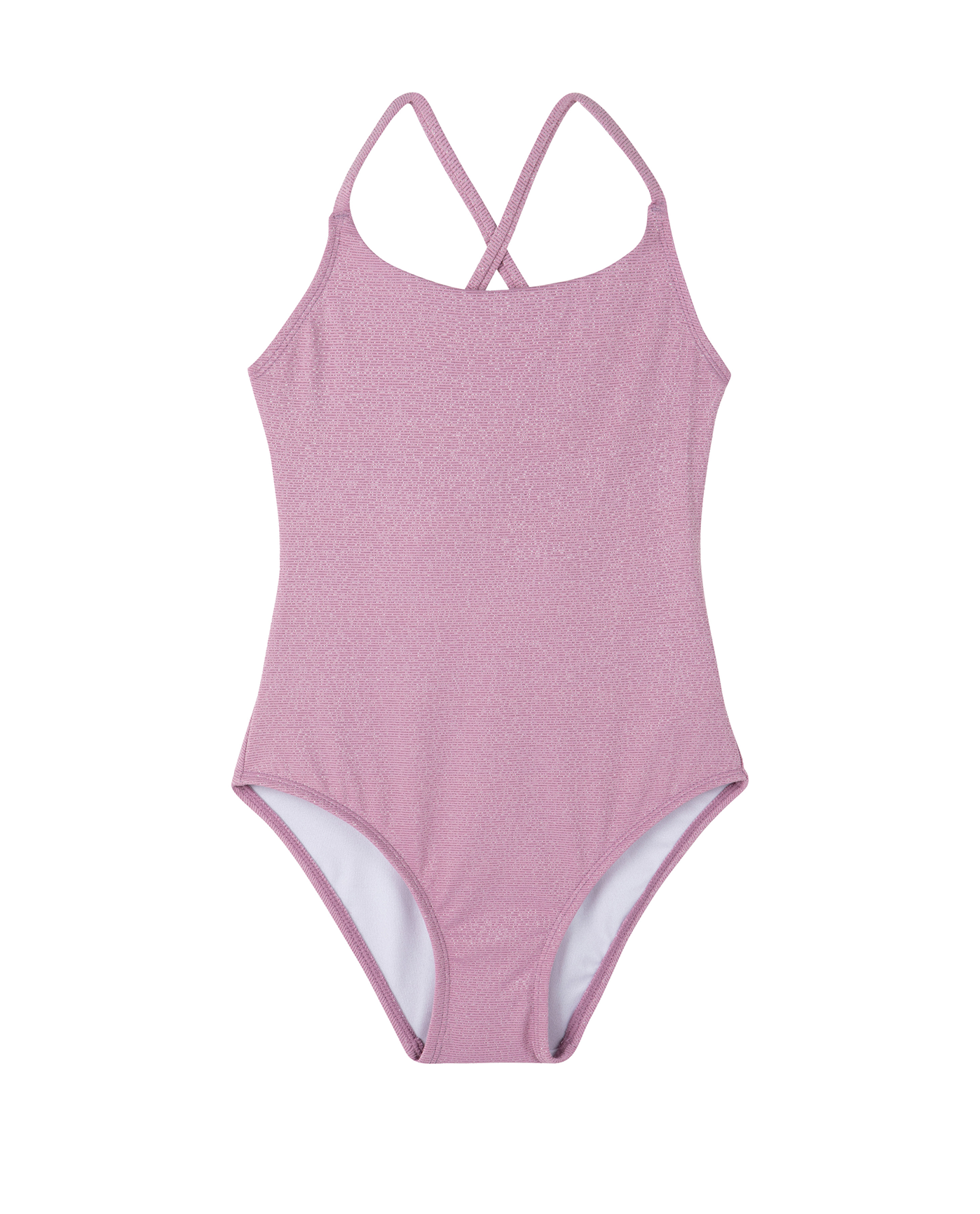 Front View Of Sparkles Criss Cross Tie Back One Piece | dusty-purple
