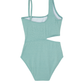 Front View Of Sparkles Side Cutout One Piece | turquoise