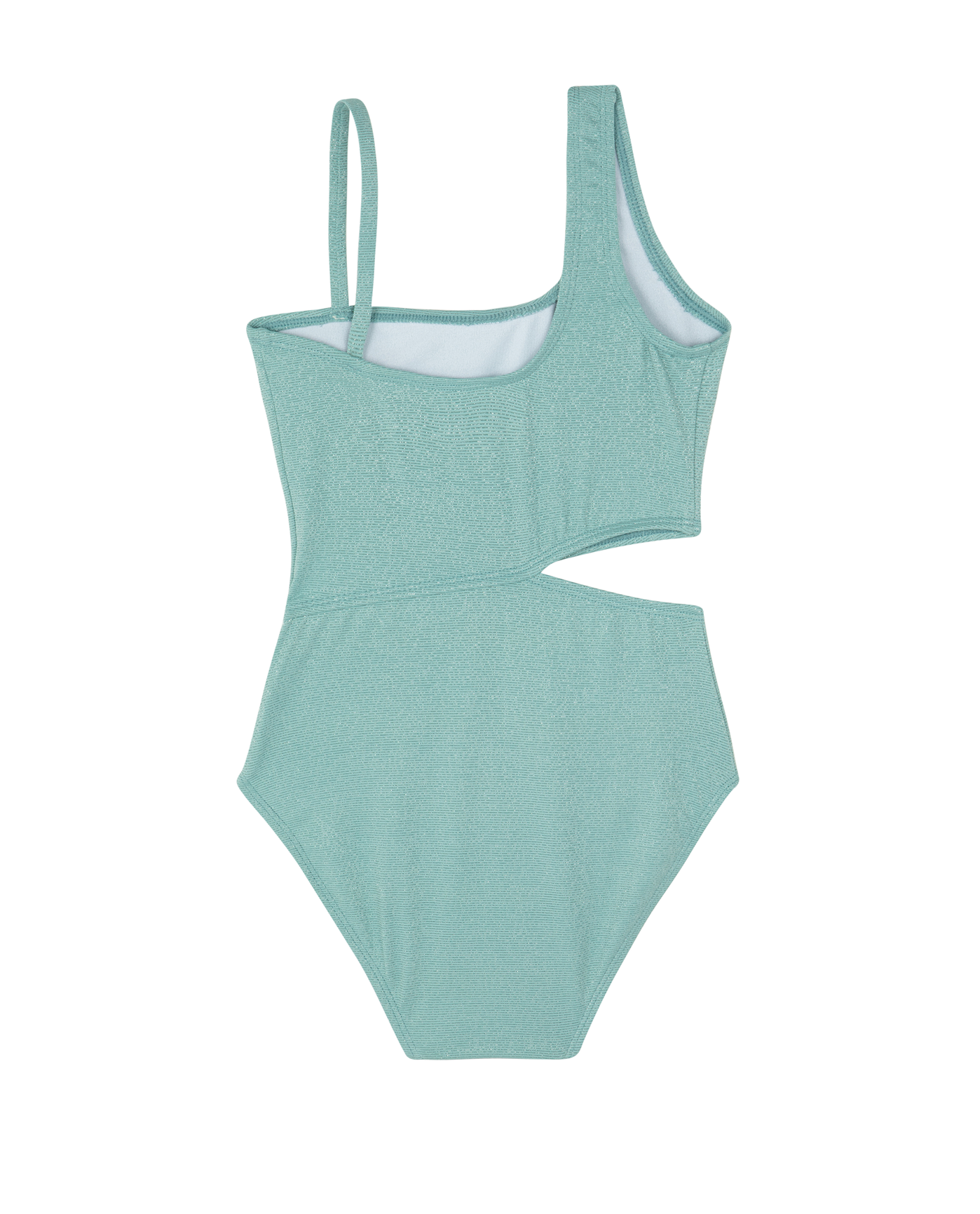 Front View Of Sparkles Side Cutout One Piece | turquoise
