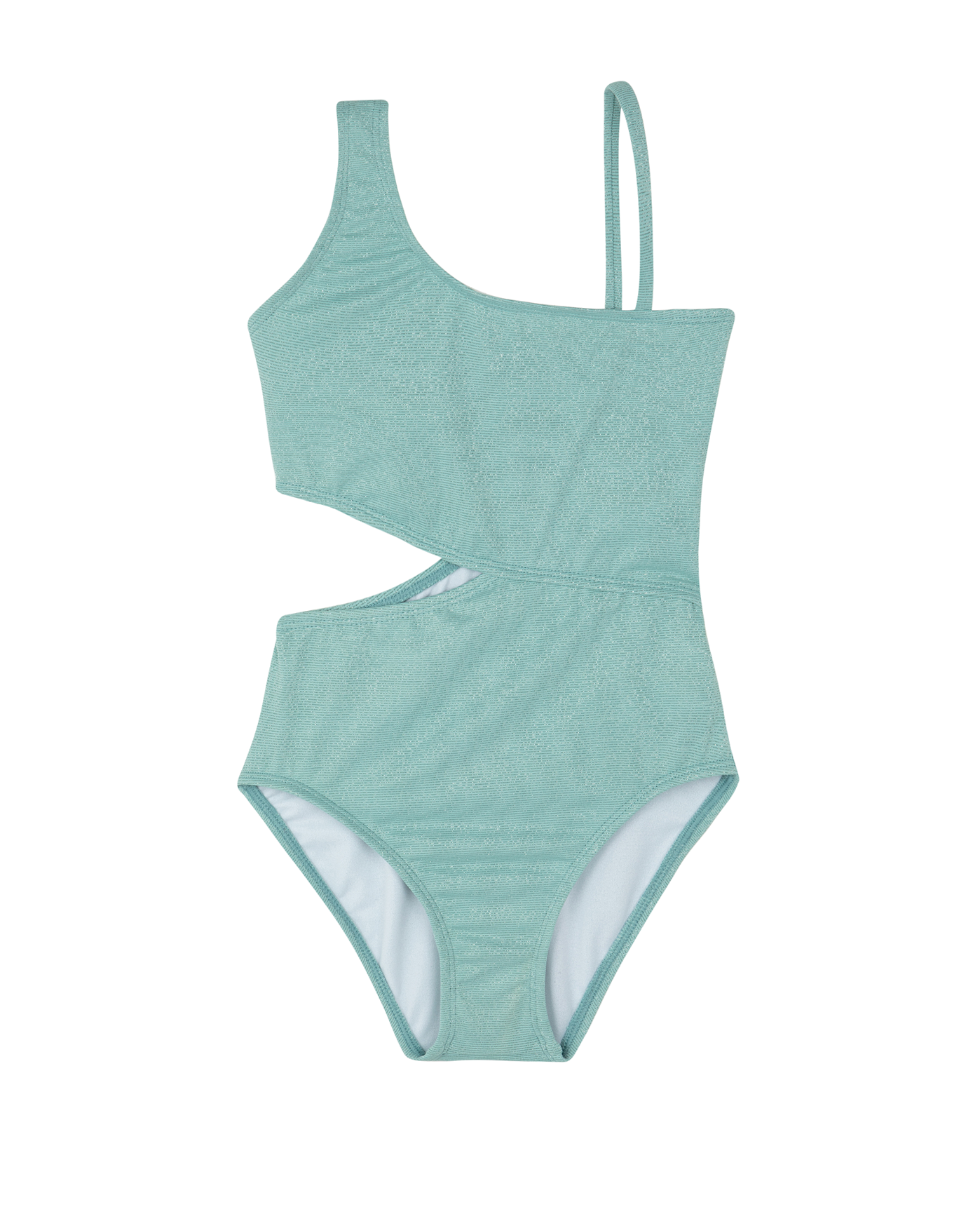 Front View Of Sparkles Side Cutout One Piece | turquoise
