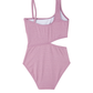 Front View Of Sparkles Side Cutout One Piece | dusty-purple
