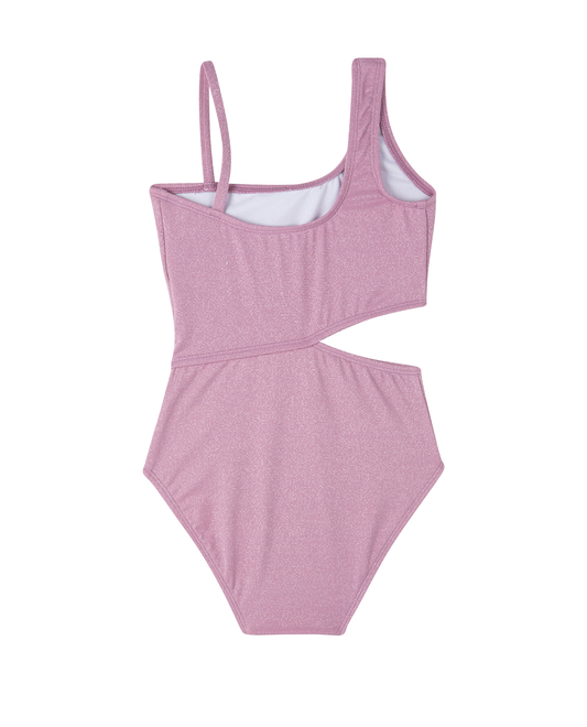 Front View Of Sparkles Side Cutout One Piece | dusty-purple
